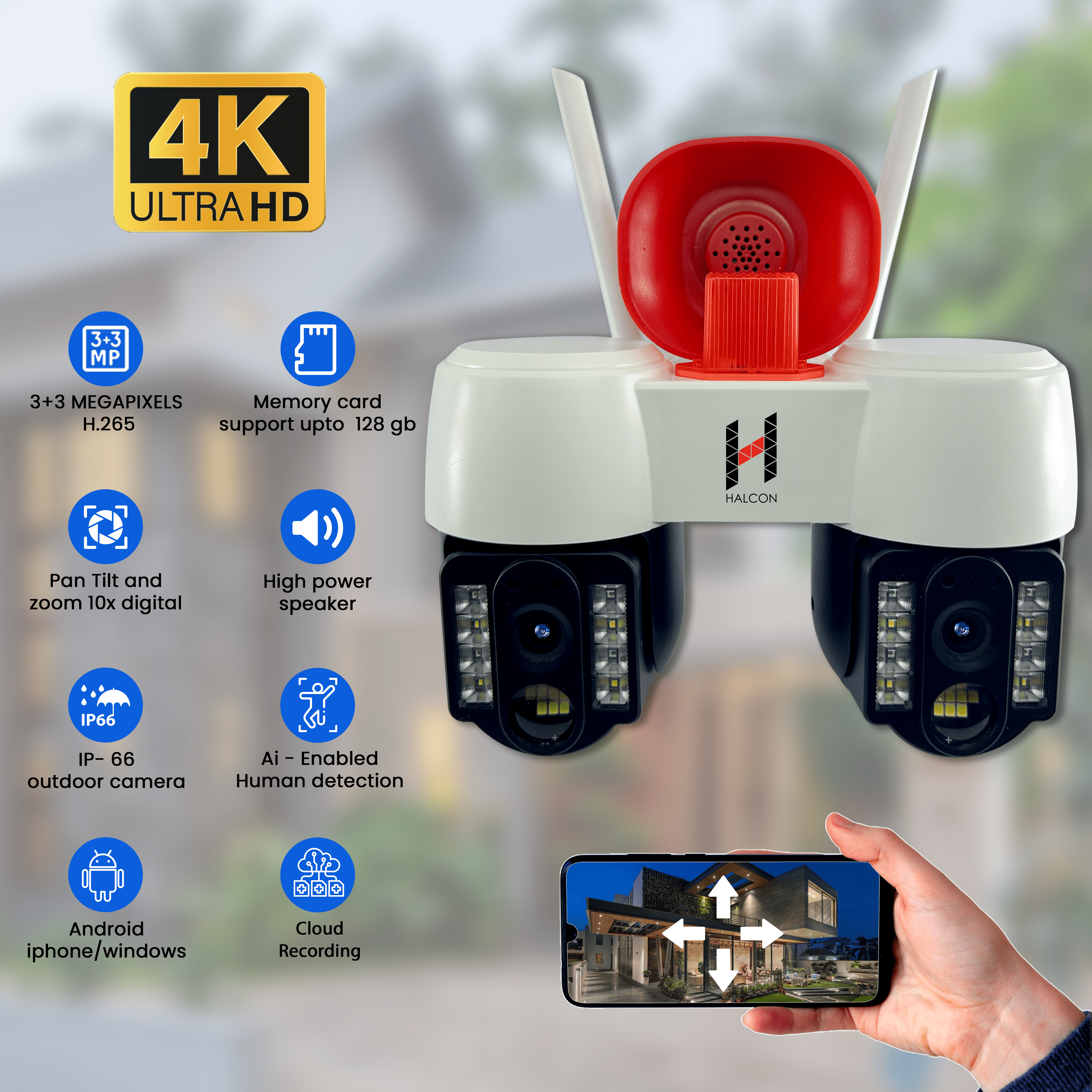 Rakshak- Dual Lens Security Camera with Loudspeaker