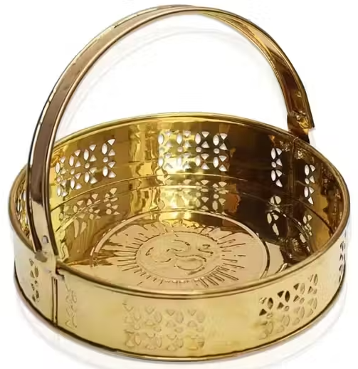 Indian Pure metal Traditional Pooja Basket/Pooja Daliya for Flower