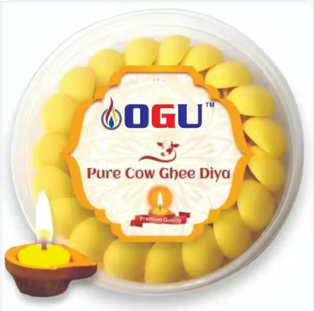 Cow Ghee Diya Batti for Puja, 30 min Burning Time (2 Box Of 50 Pcs.)