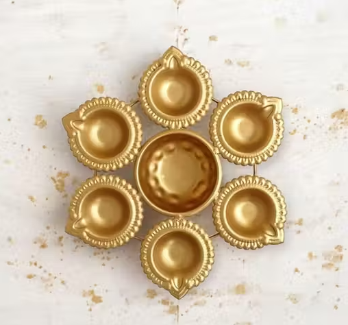 Pack Of 4 Handcrafted Urli Bowl 7'' Diyas for  Decoration Floating Flowers and T- Light Candles Diwali Home Decoration