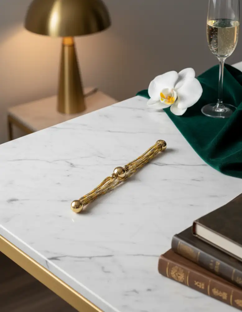 Cordon Lurex Jaune Fermoir Doré Bracelet Collier Ajustable Le Bijou de Mimi