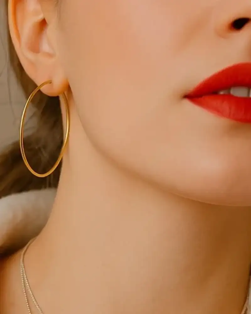 Boucles d'Oreilles Créoles 40mm Dorées - Bijou Statement Femme