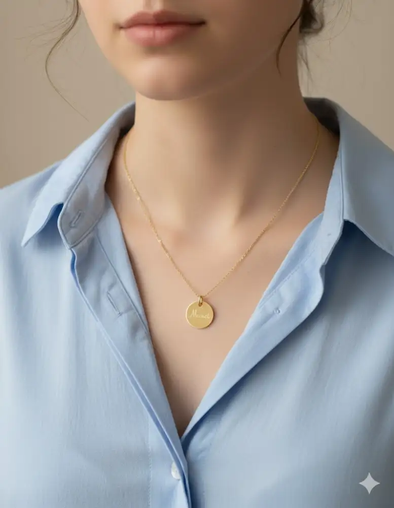 Collier Doré Médaille “Merci” – Création Française en Acier Inoxydable