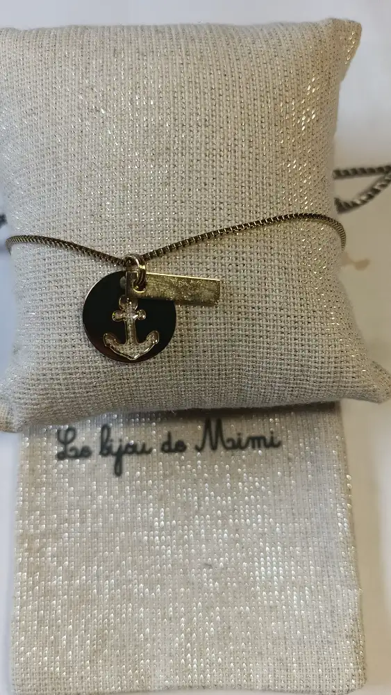 Bracelet Médaille Ancre Dorée | Esprit Marin & Liberté -