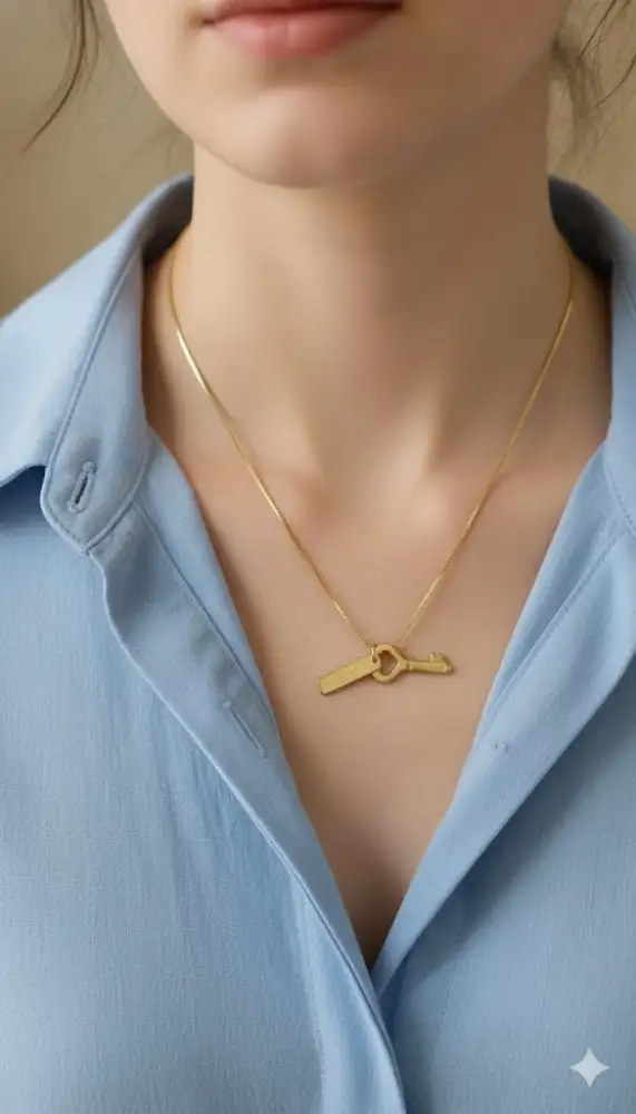 Collier Médaille clé dorée - symbole raffiné de liberté