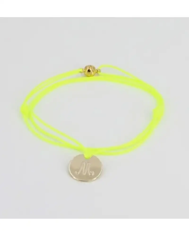 Cordon Jaune Fluo Fermoir Doré Bracelet Collier Ajustable Le Bijou de Mimi