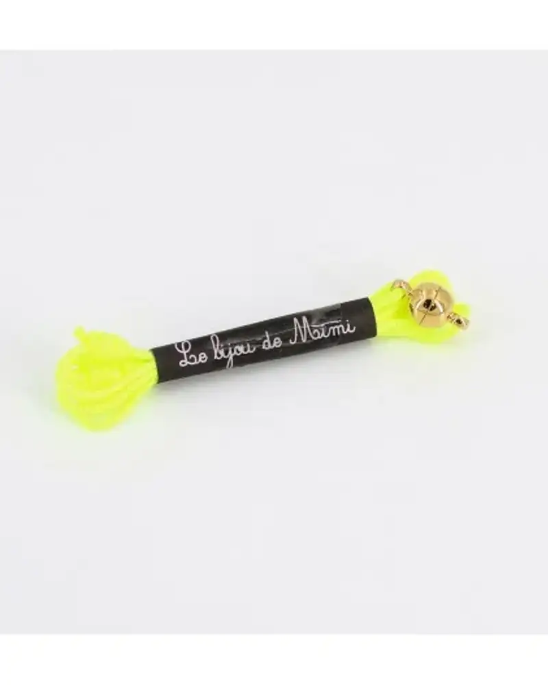 Cordon Jaune Fluo Fermoir Doré Bracelet Collier Ajustable Le Bijou de Mimi