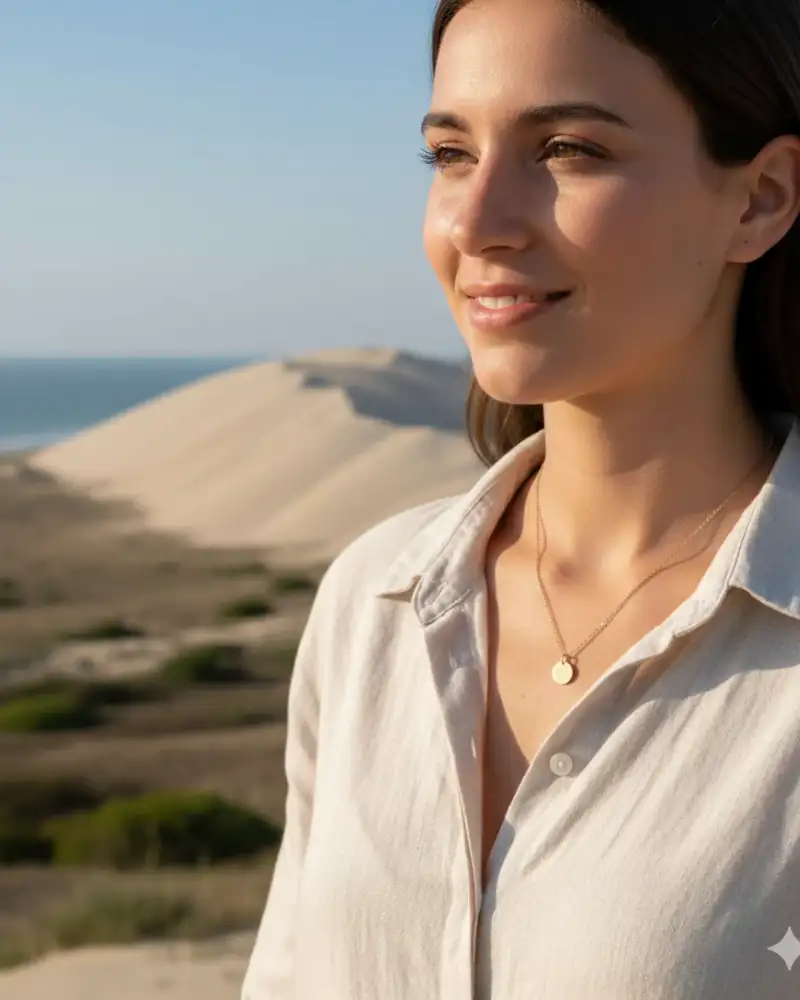Ensemble Collier Doré Médaille Dune du Pilat – Souvenir élégant et solaire d’Aquitaine