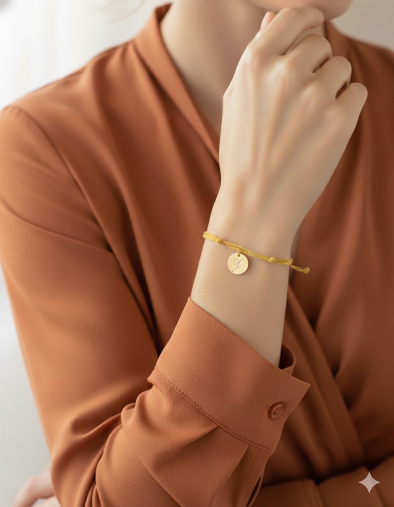 Cordon Safran Fermoir Doré Bracelet Collier Ajustable Le Bijou de Mimi