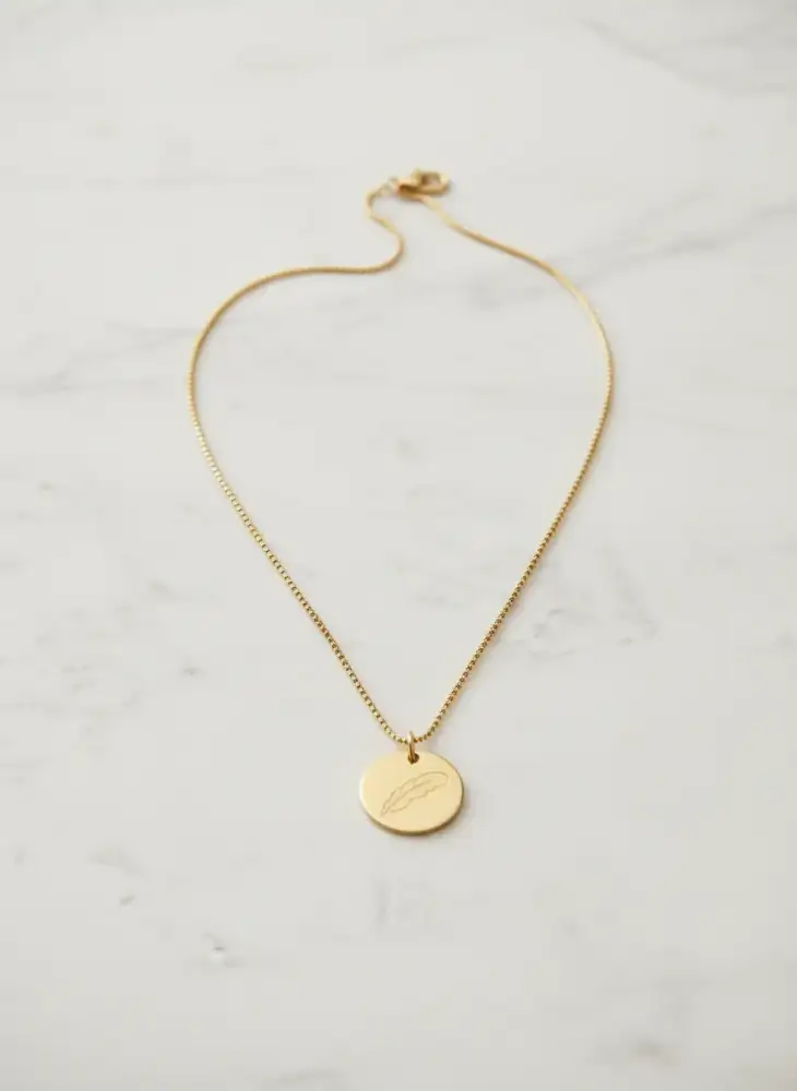 Ensemble Bracelet Médaille Plume Doré | Liberté Bohème