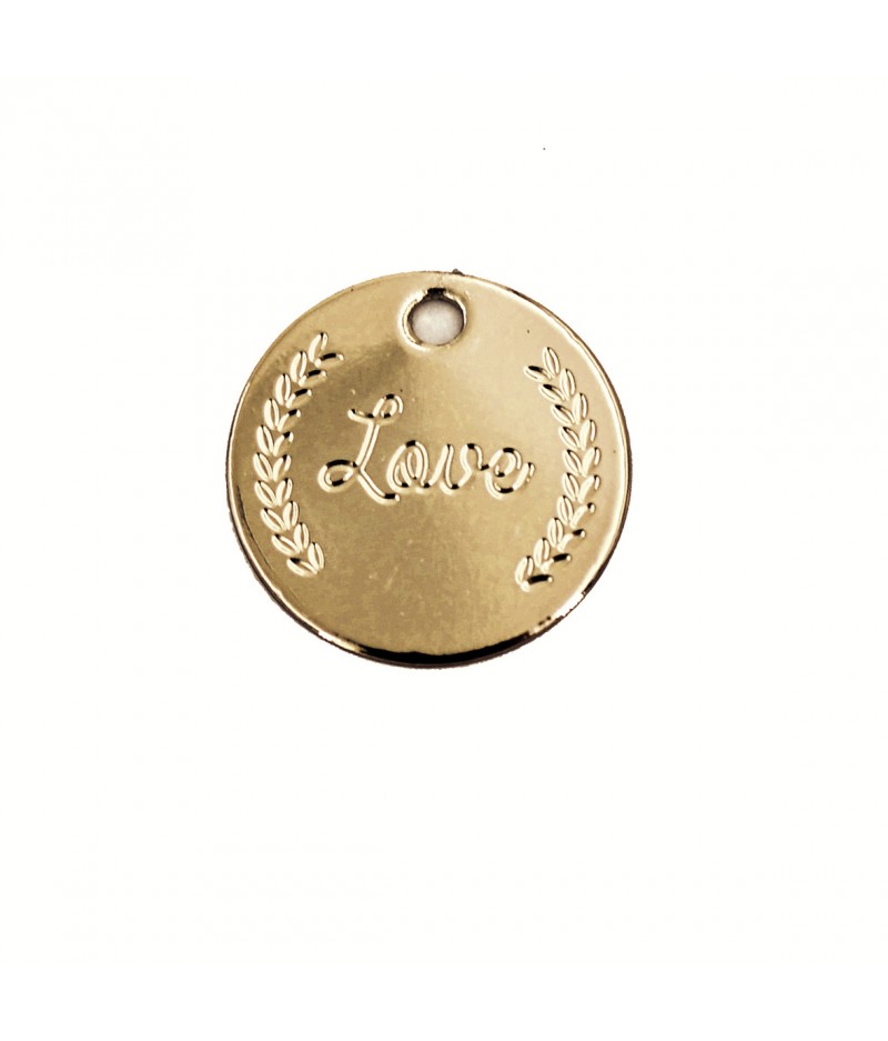 MÉDAILLE SYMBOLE DORÉ MOT  "LOVE"