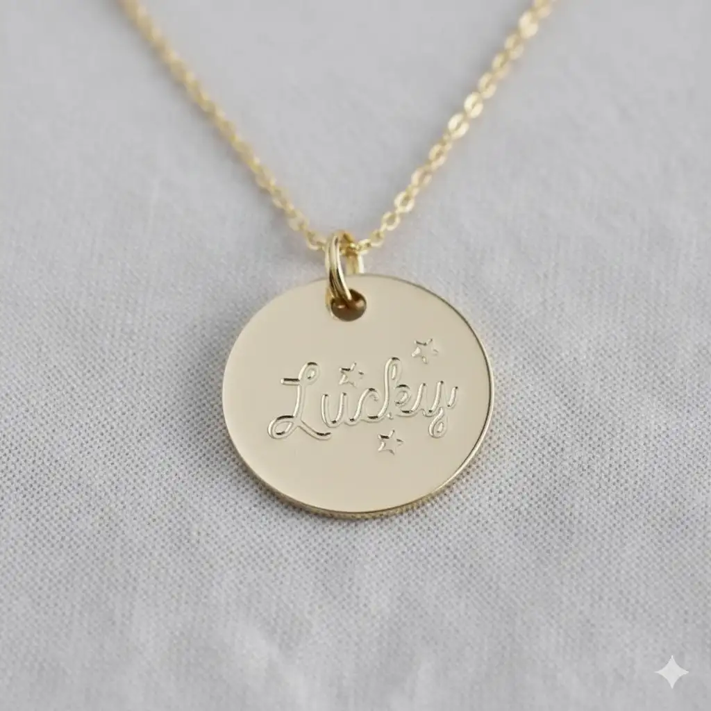 Collier Doré Médaille "Lucky" – Acier Inoxydable, Création Française