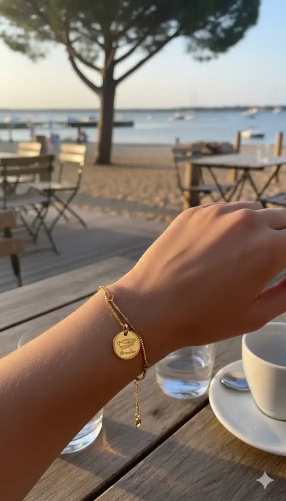 Ensemble Bracelet Médaille Dune du Pilat Doré | Souvenir