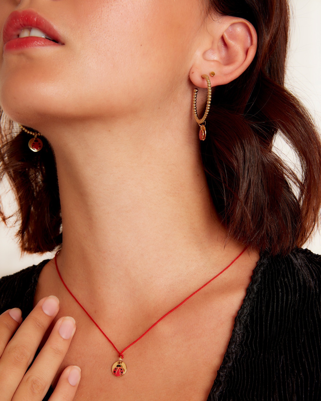MÉDAILLE PRÉCIEUSE DORÉ DUO COCCINELLE