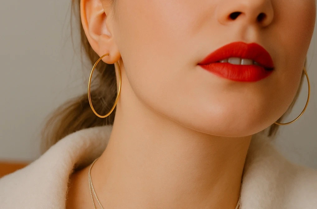Boucles d'Oreilles Créoles 40mm Dorées - Bijou Statement Femme