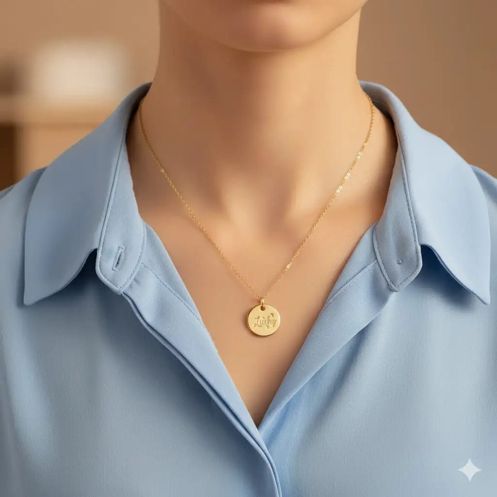 Collier Doré Médaille "Lucky" – Acier Inoxydable, Création Française