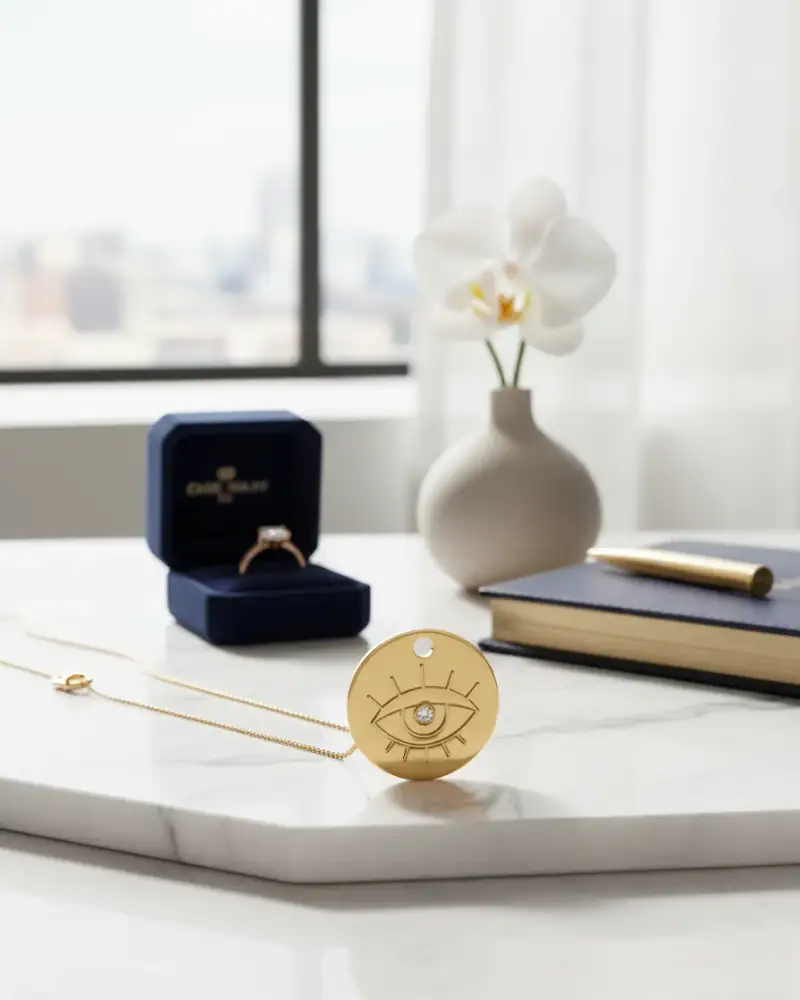 Collier Doré Médaille Œil Protecteur – Création Française en Acier Inoxydable 