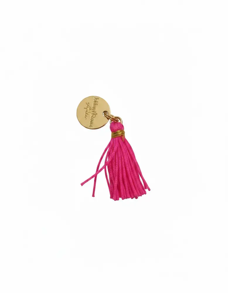 Médaille dorée à pompon perfect pink - touche bohème chic et colorée