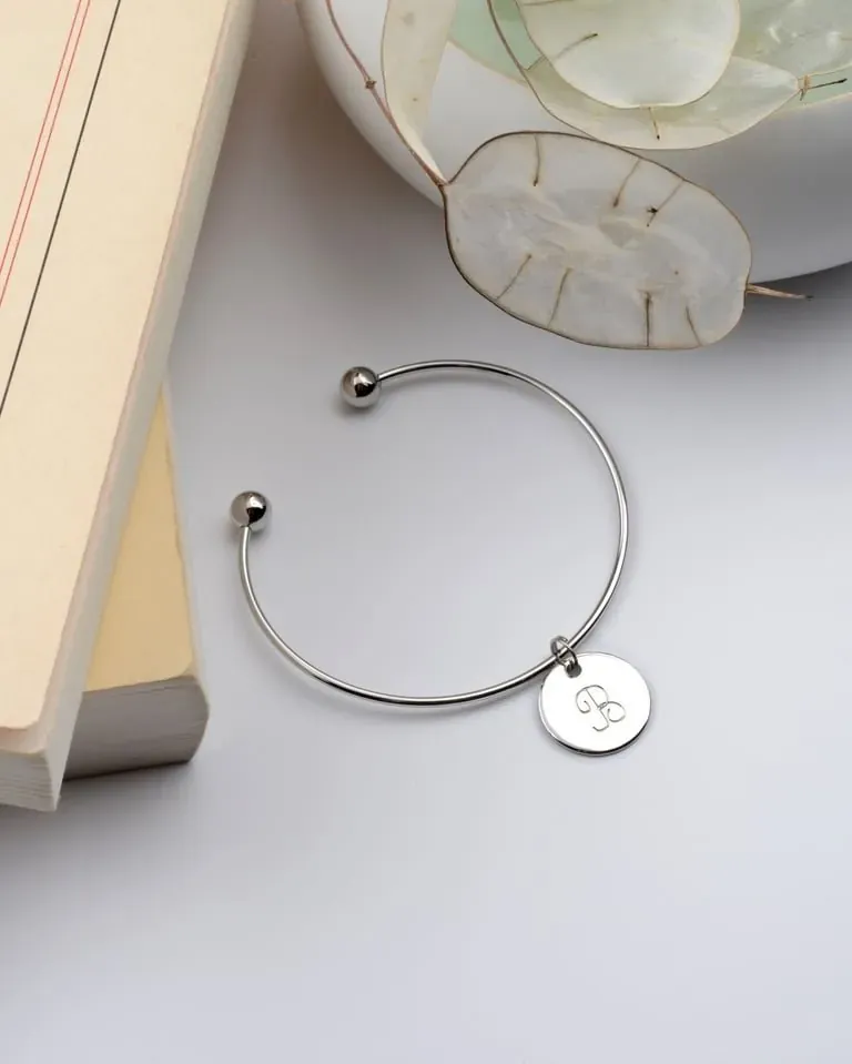 Kit Médaille Initiale Personnalisée + Cordon Doré  Bleu Jean - Cadeau Noël