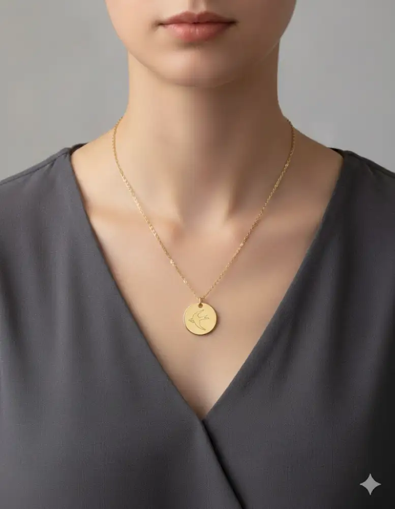 Collier Doré avec Médaille Colombe – Acier Inoxydable, Création Française