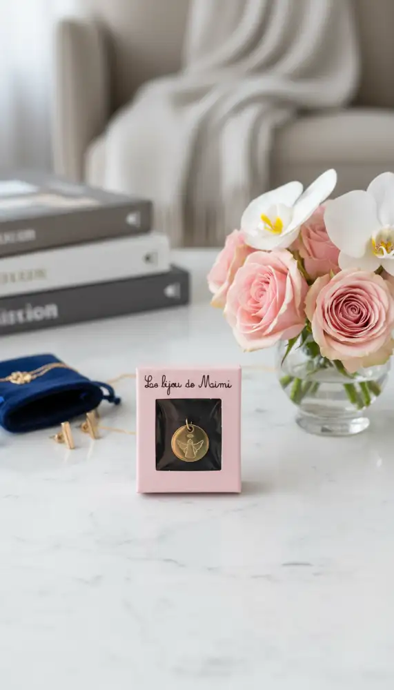 Médaille ange dorée - protectrice et pleine de douceur