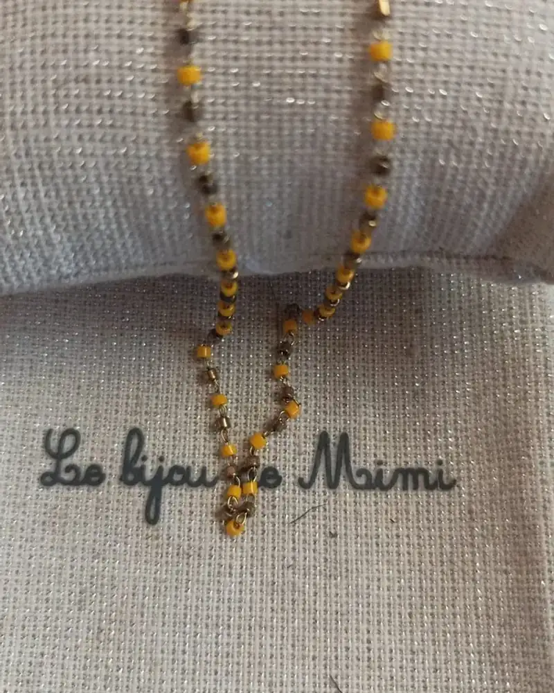 Collier Chaîne Perles Safran - Bijou Doré Bohème Chic