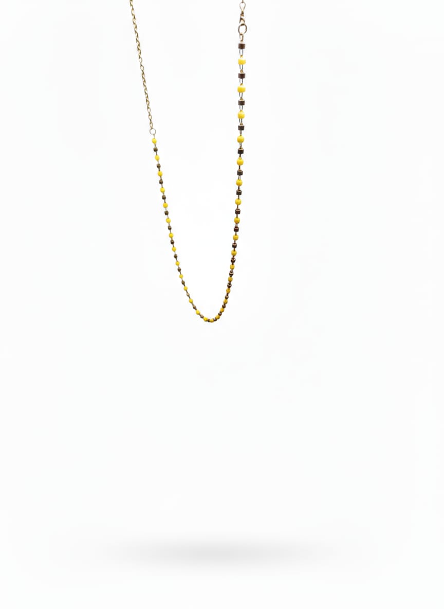 Collier Chaîne Perles Safran - Bijou Doré Bohème Chic