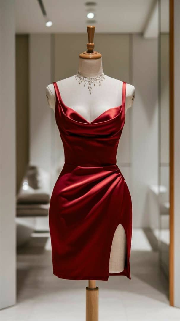 Elegant Red Satin Dress