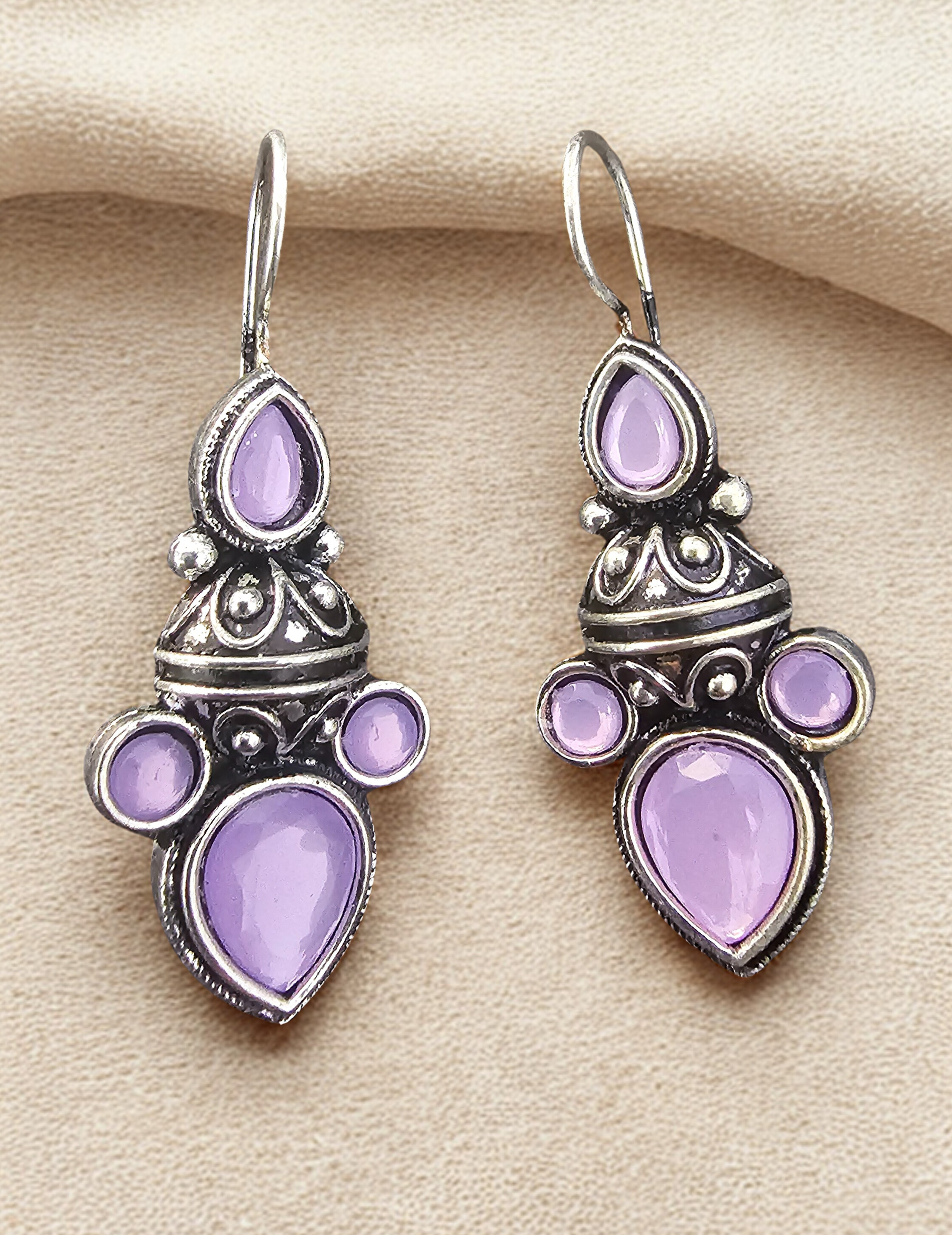 Handcrafted Amethyst Dangle Earrings