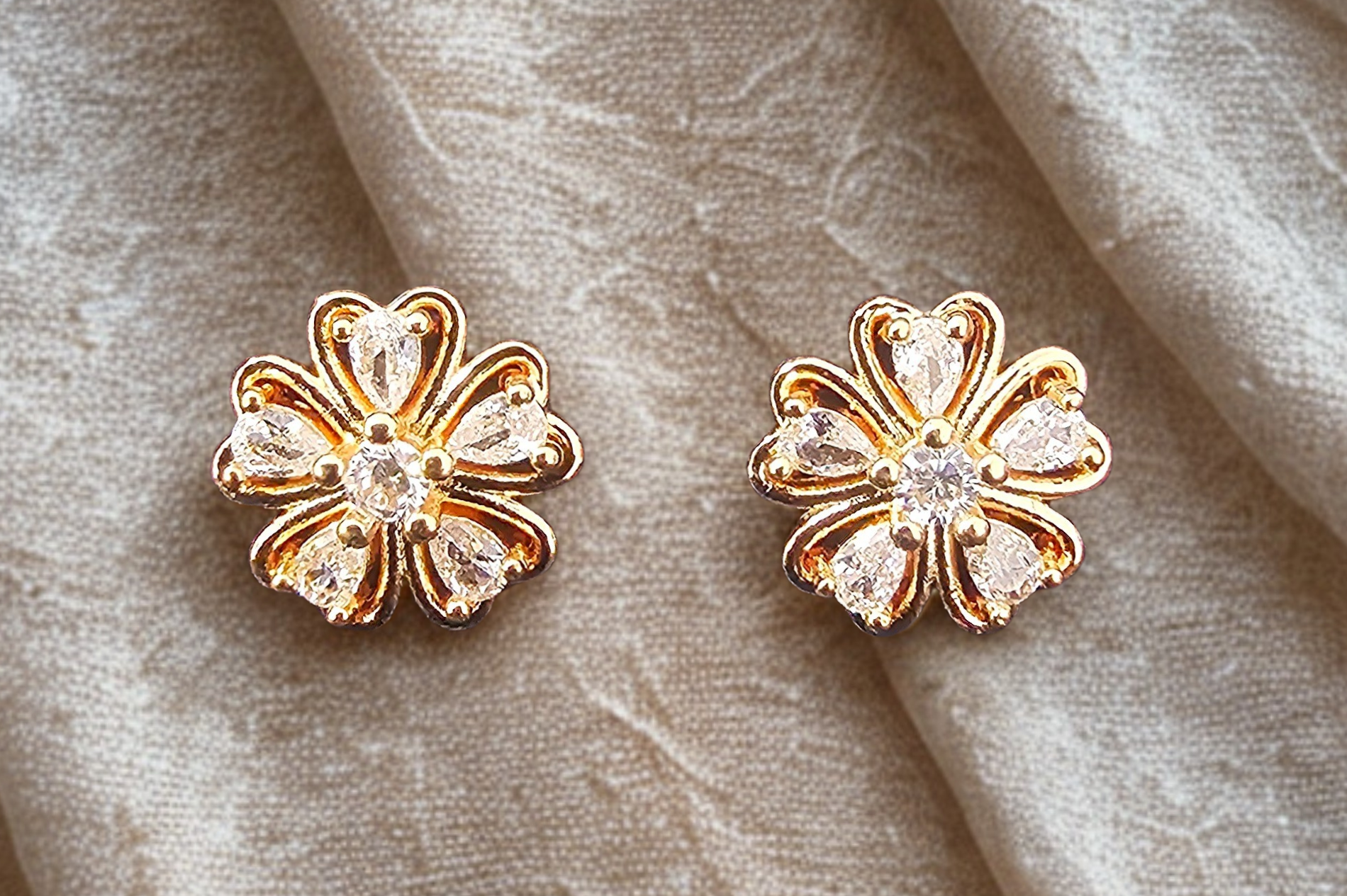 Gold Floral Stud Earrings