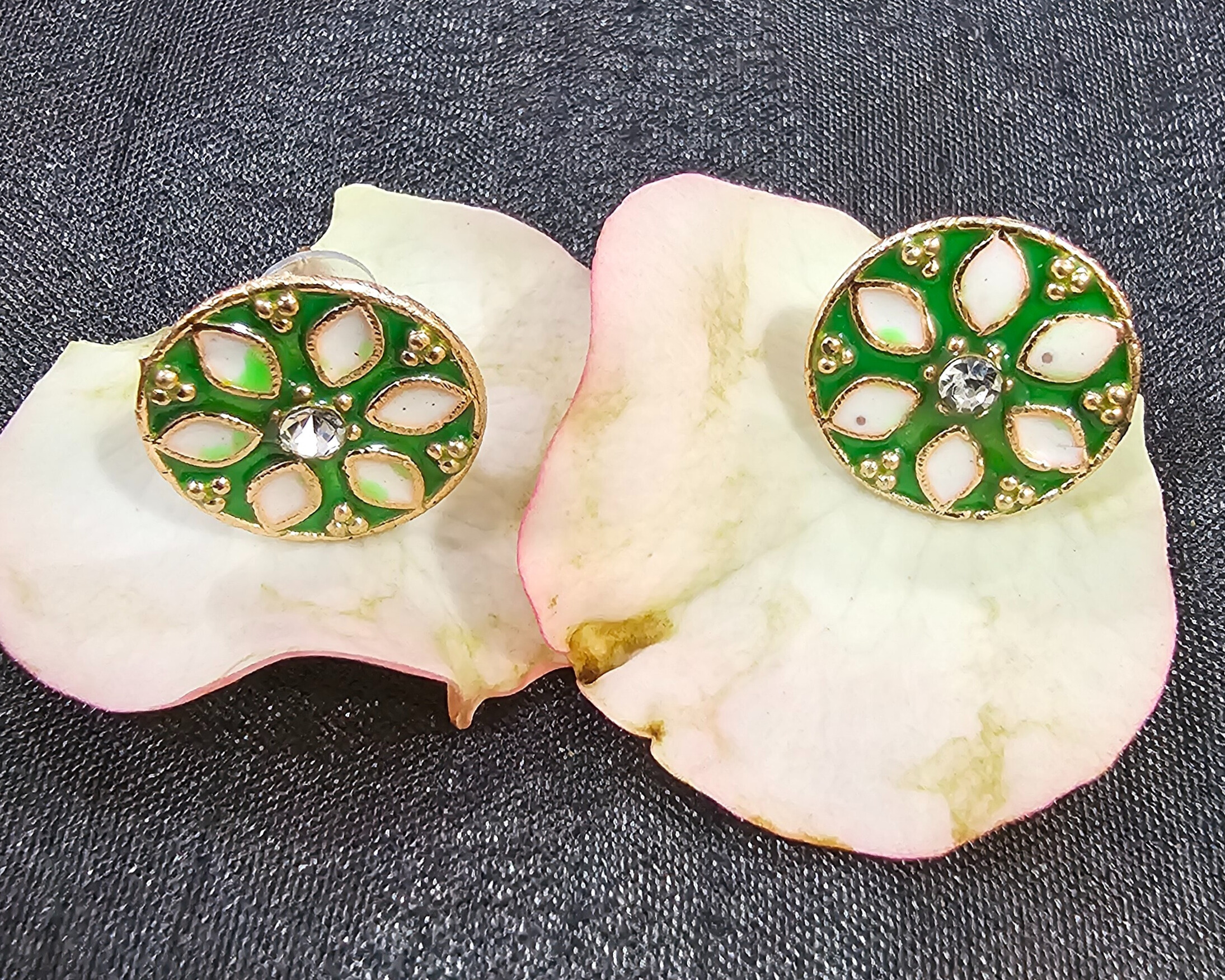 Handcrafted Green Floral Earrings