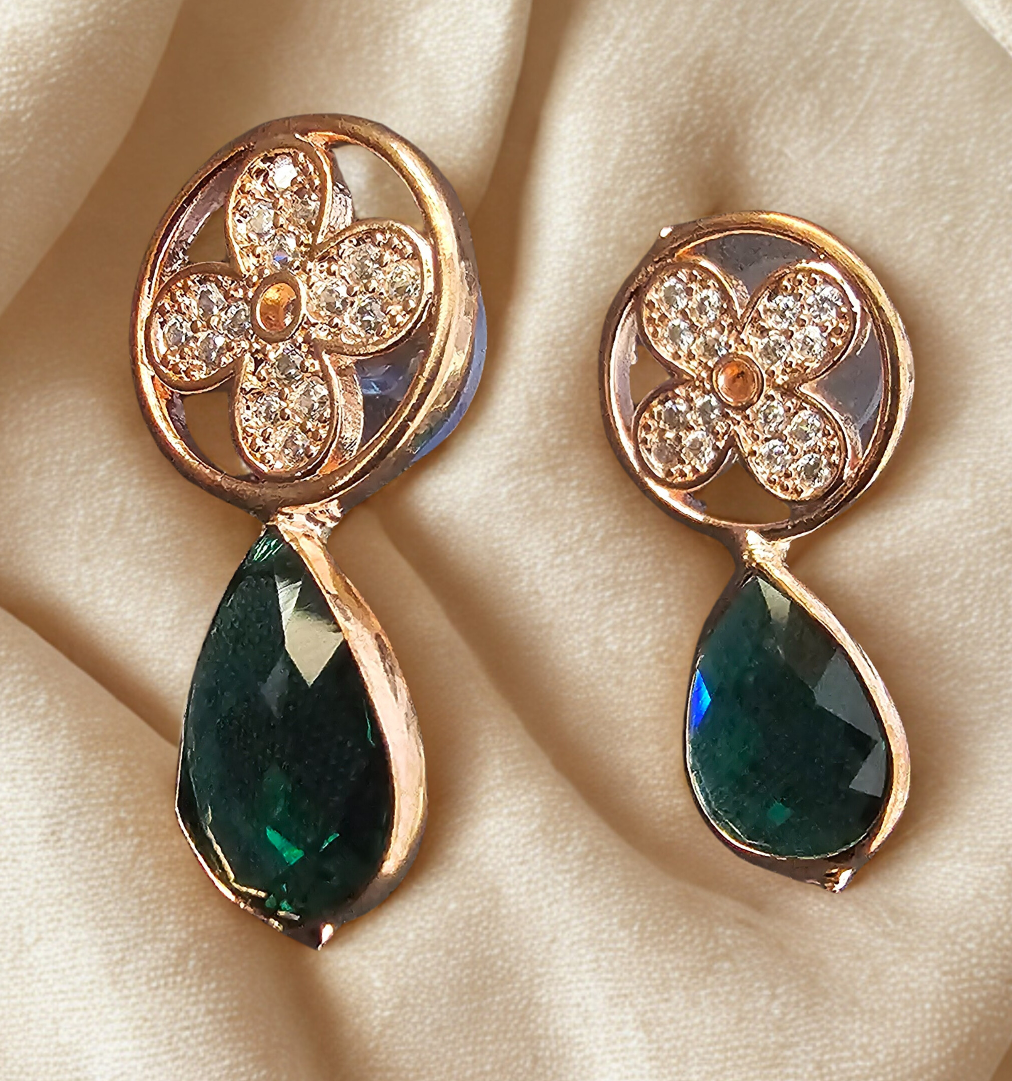 Elegant Gold and Emerald Earrings