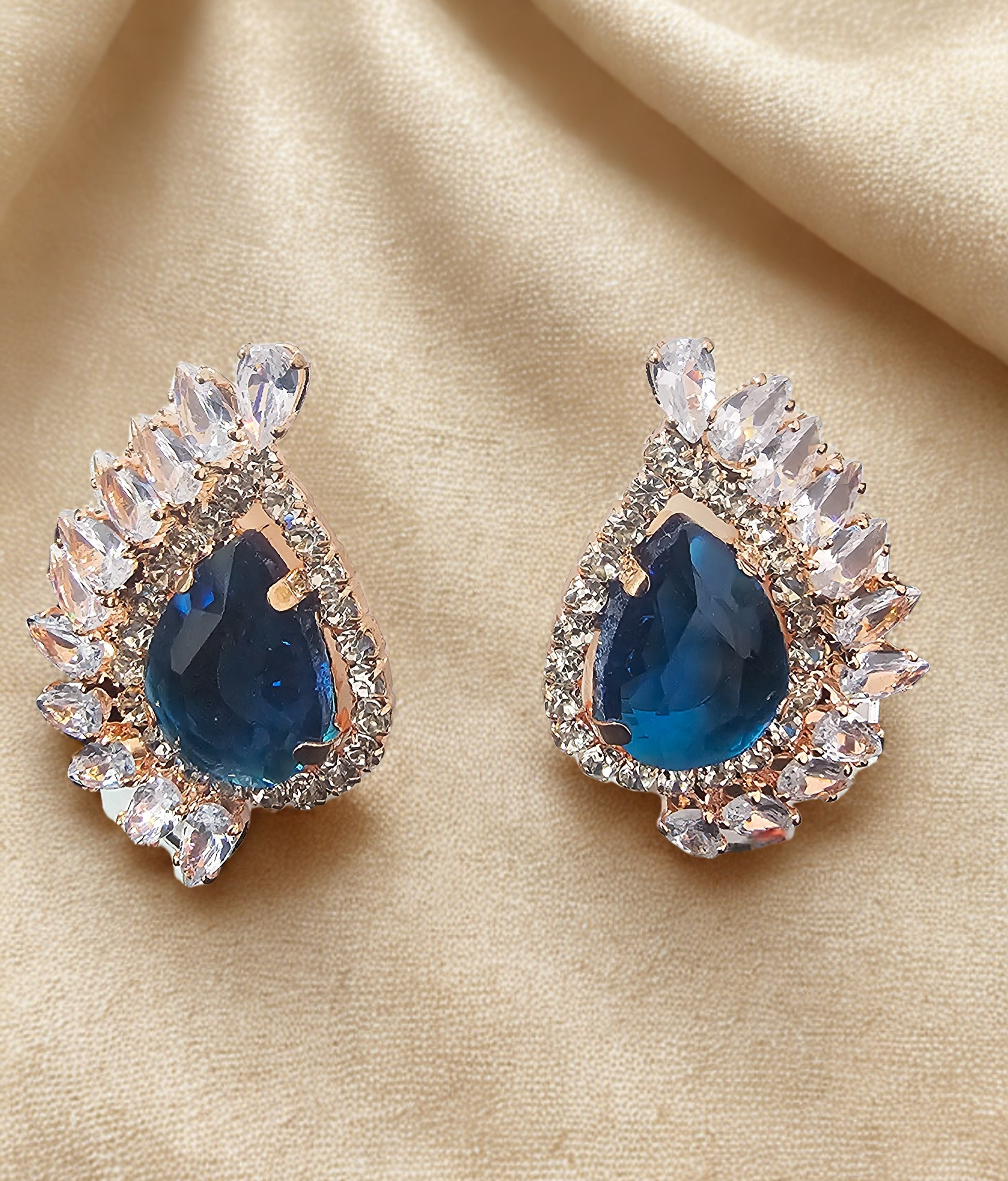 Blue Stone Teardrop Earrings