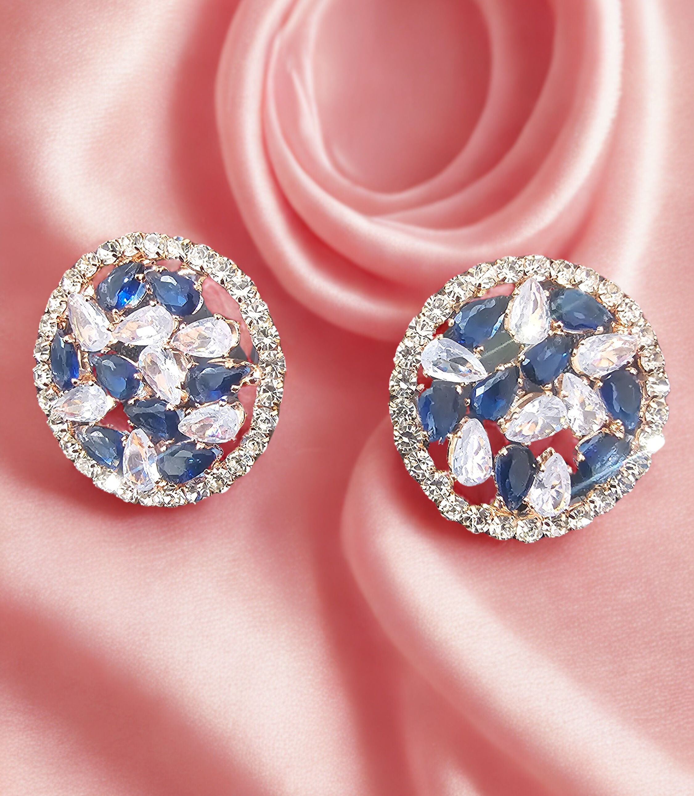 Elegant Crystal and Sapphire Earrings