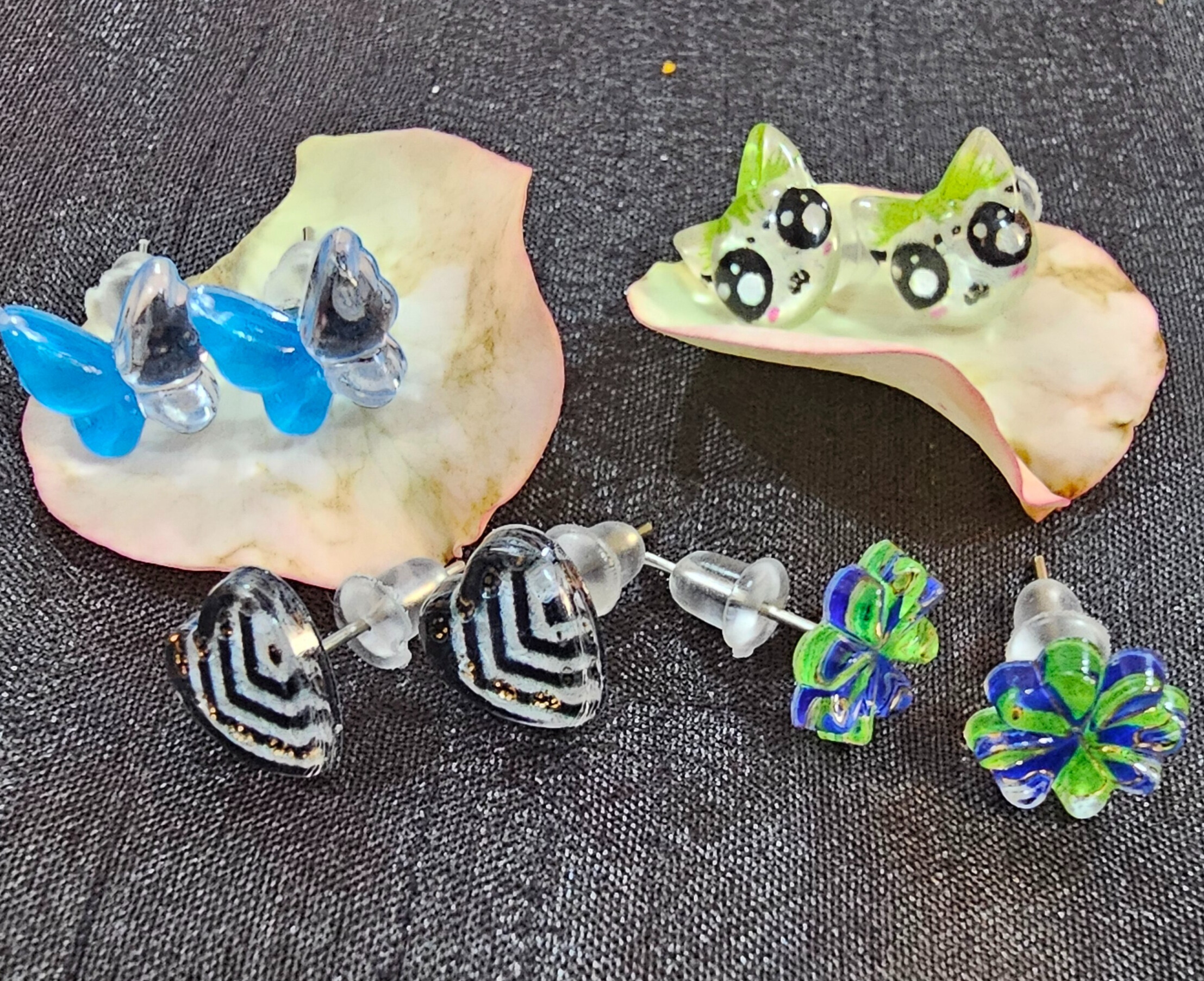 Handmade Glass Stud Earrings Set