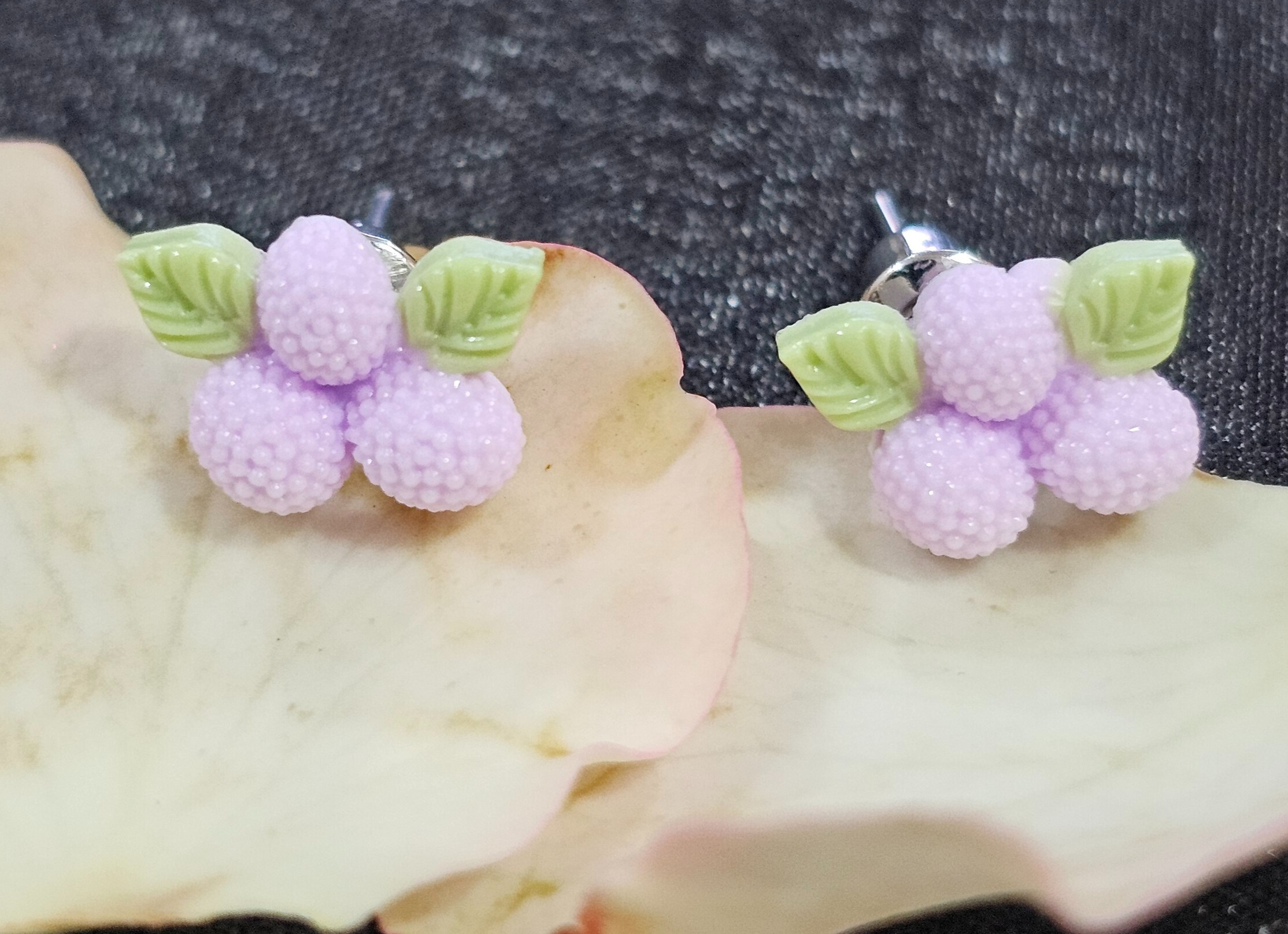 Purple Berry Stud Earrings - Set of 3