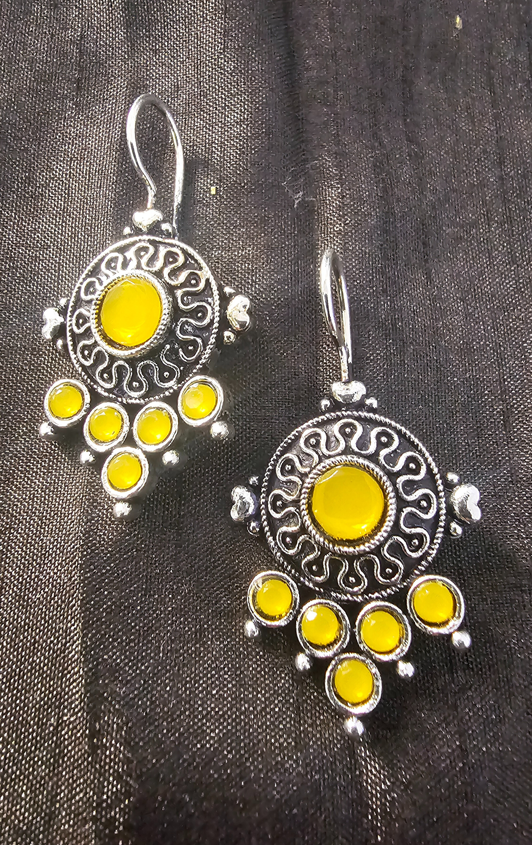 Handcrafted Yellow Stone Earrings