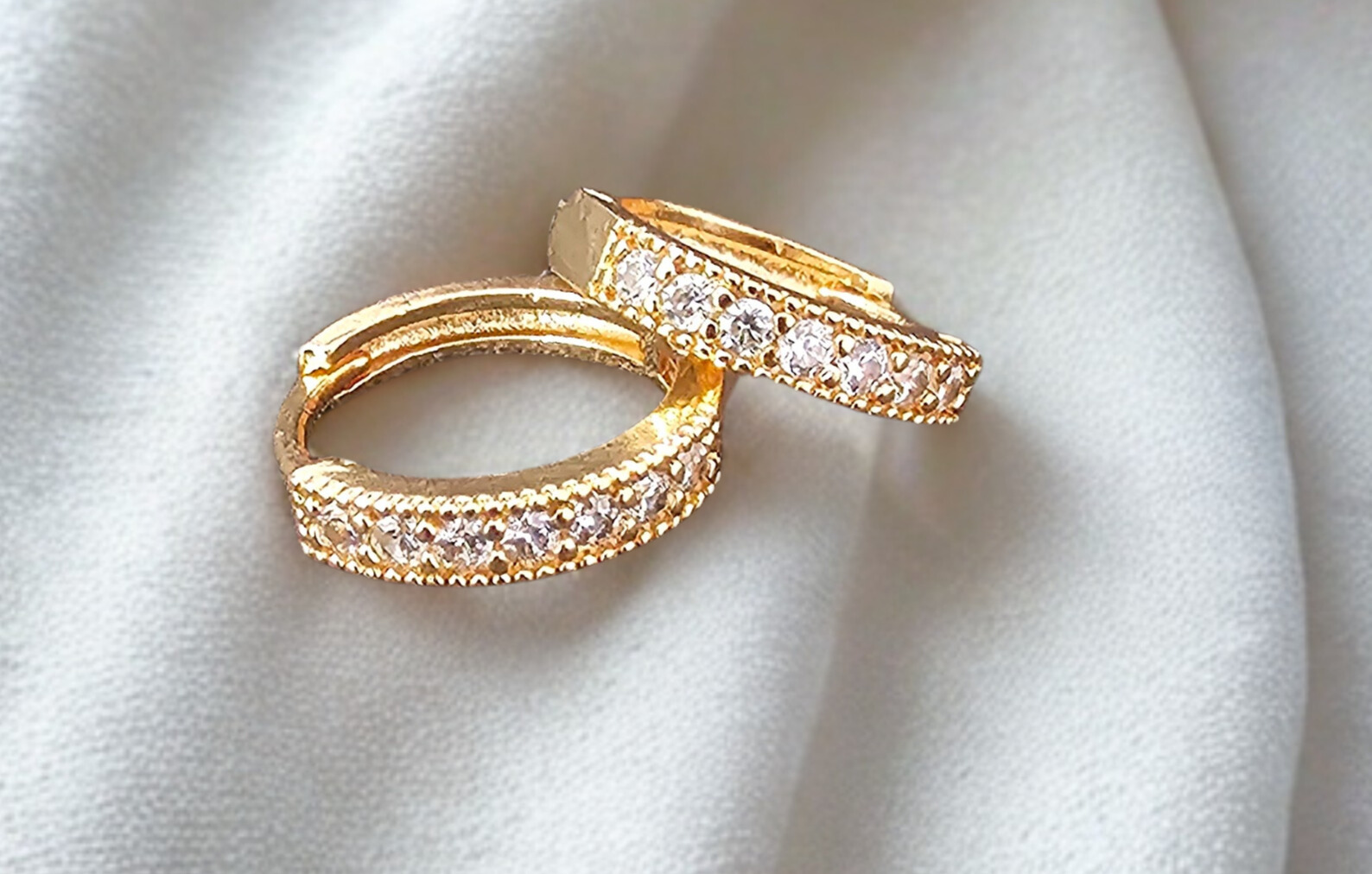 Golden Hoop Earrings with Crystals