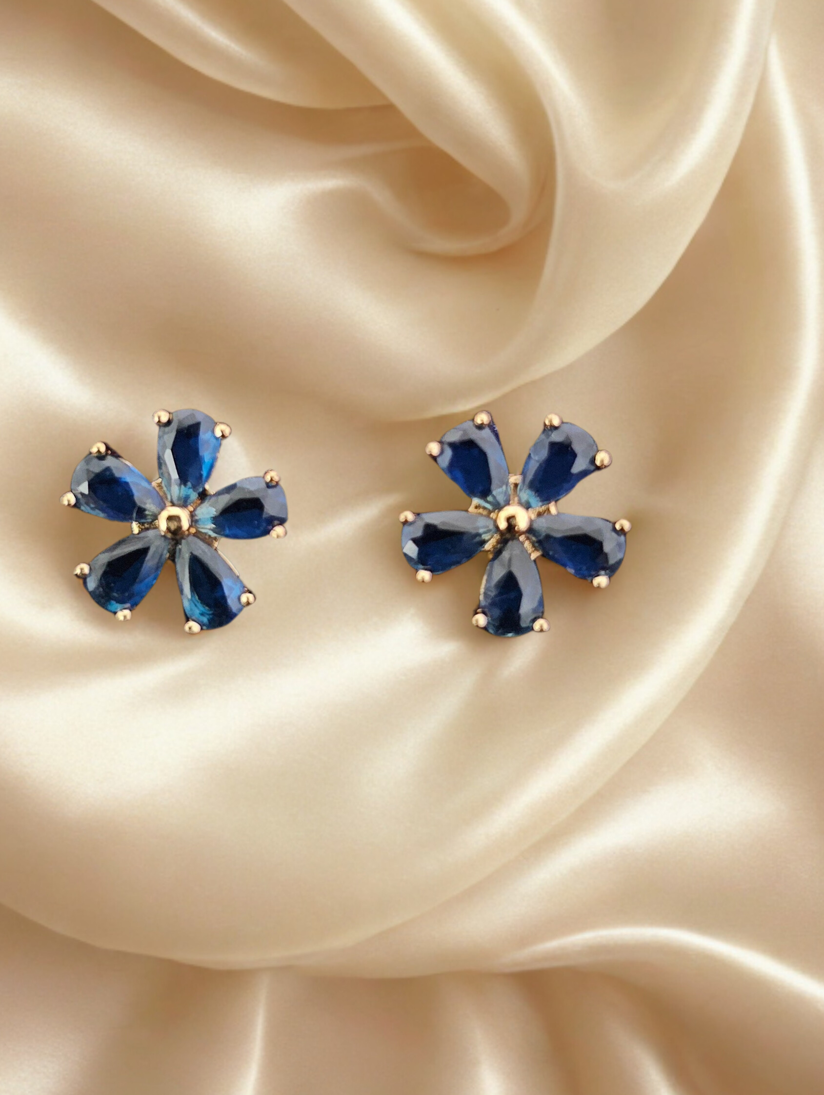 Blue Floral Gemstone Earrings
