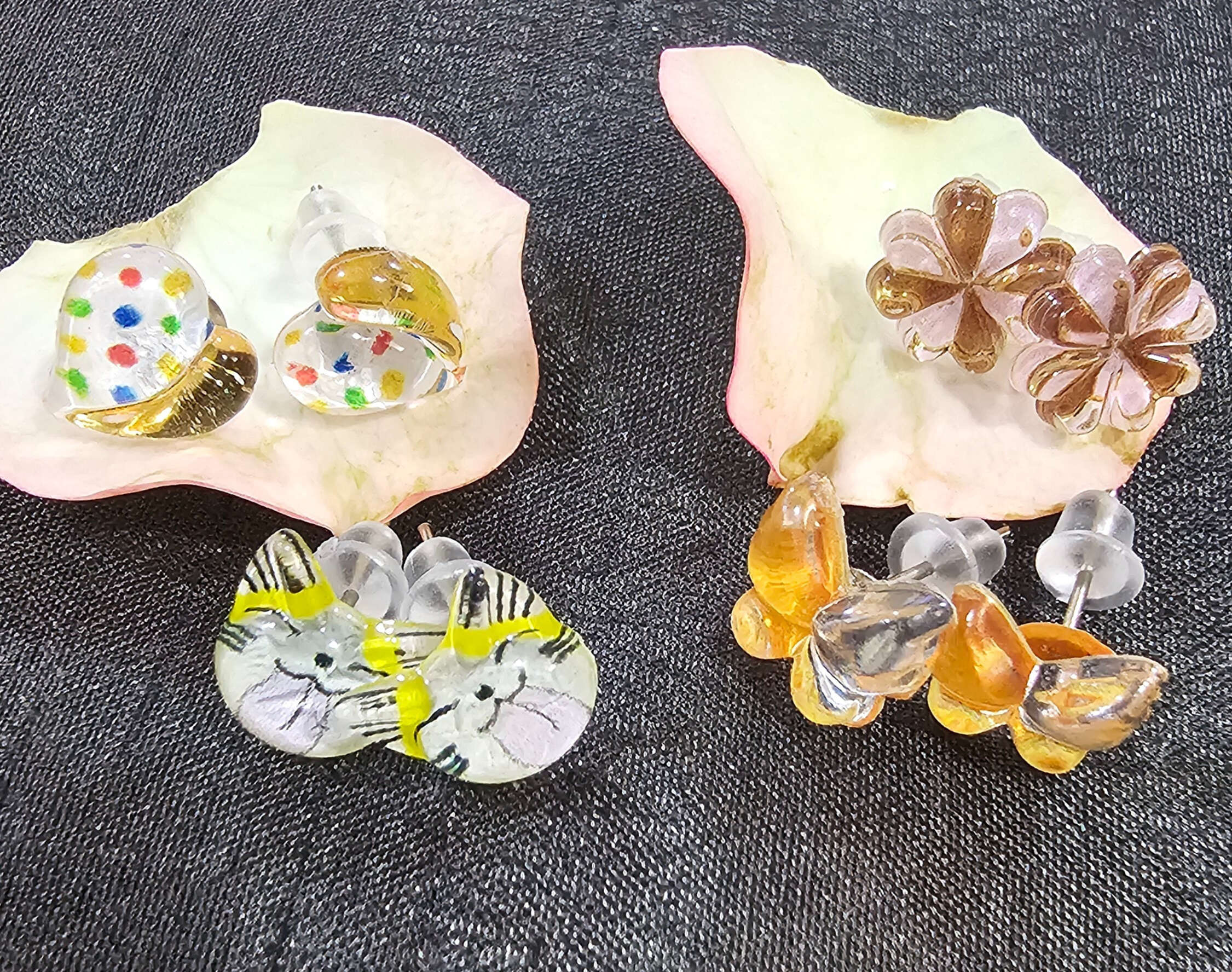 Handcrafted Glass Stud Earrings Set