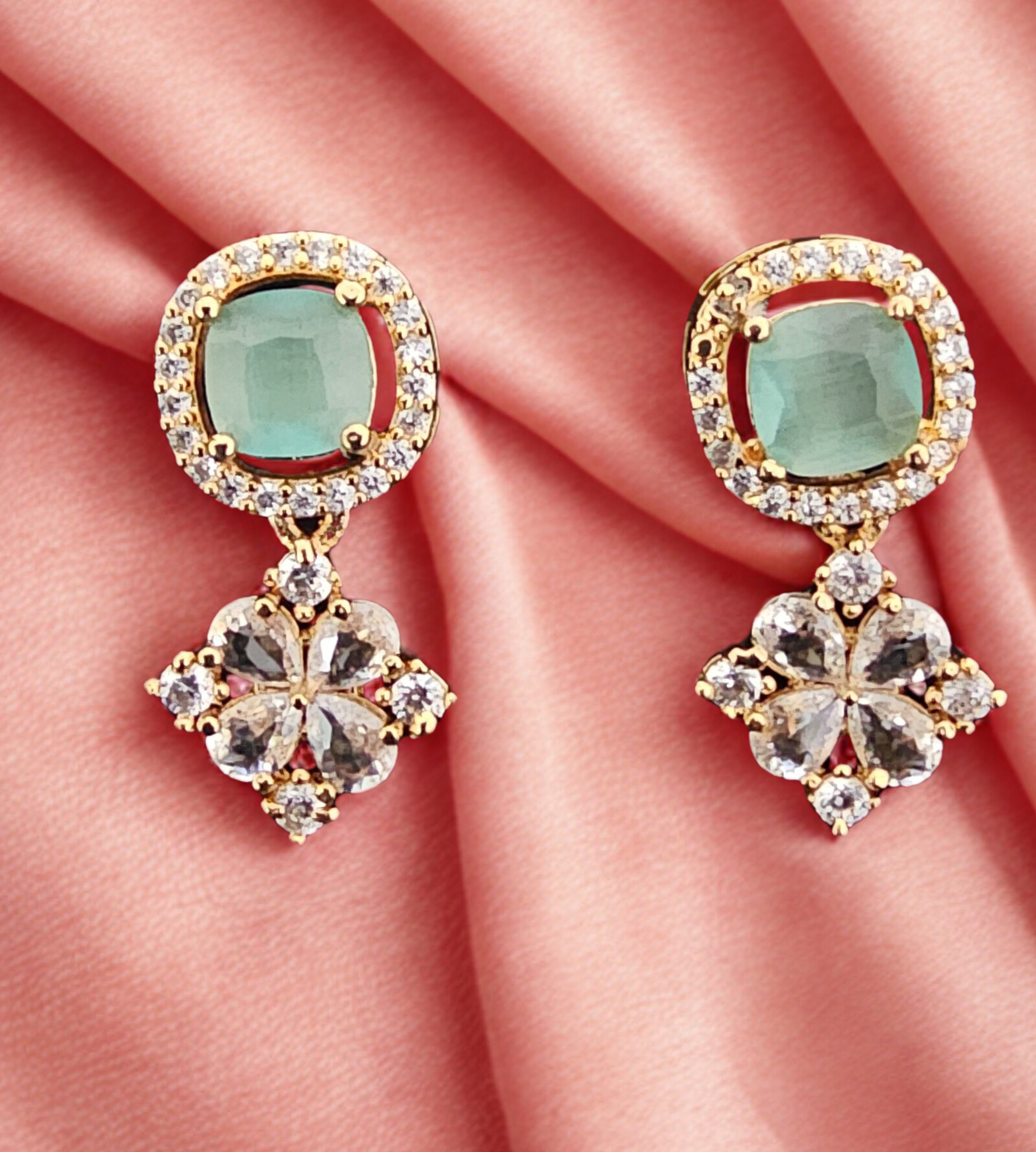 Elegant Green Gemstone Earrings