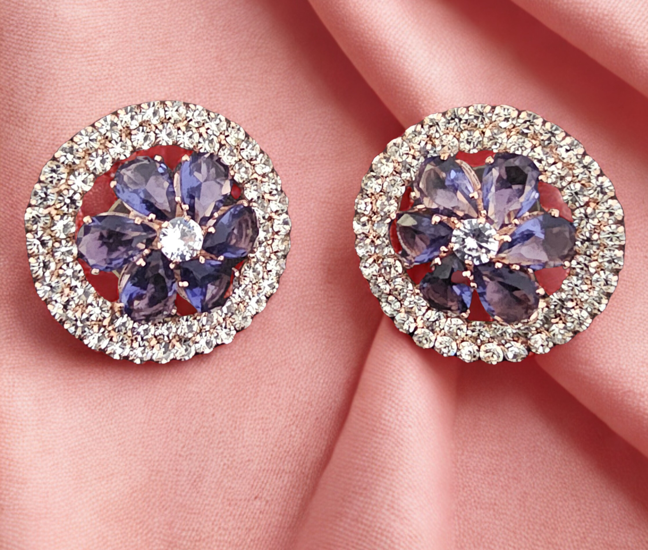 Floral Crystal Stud Earrings
