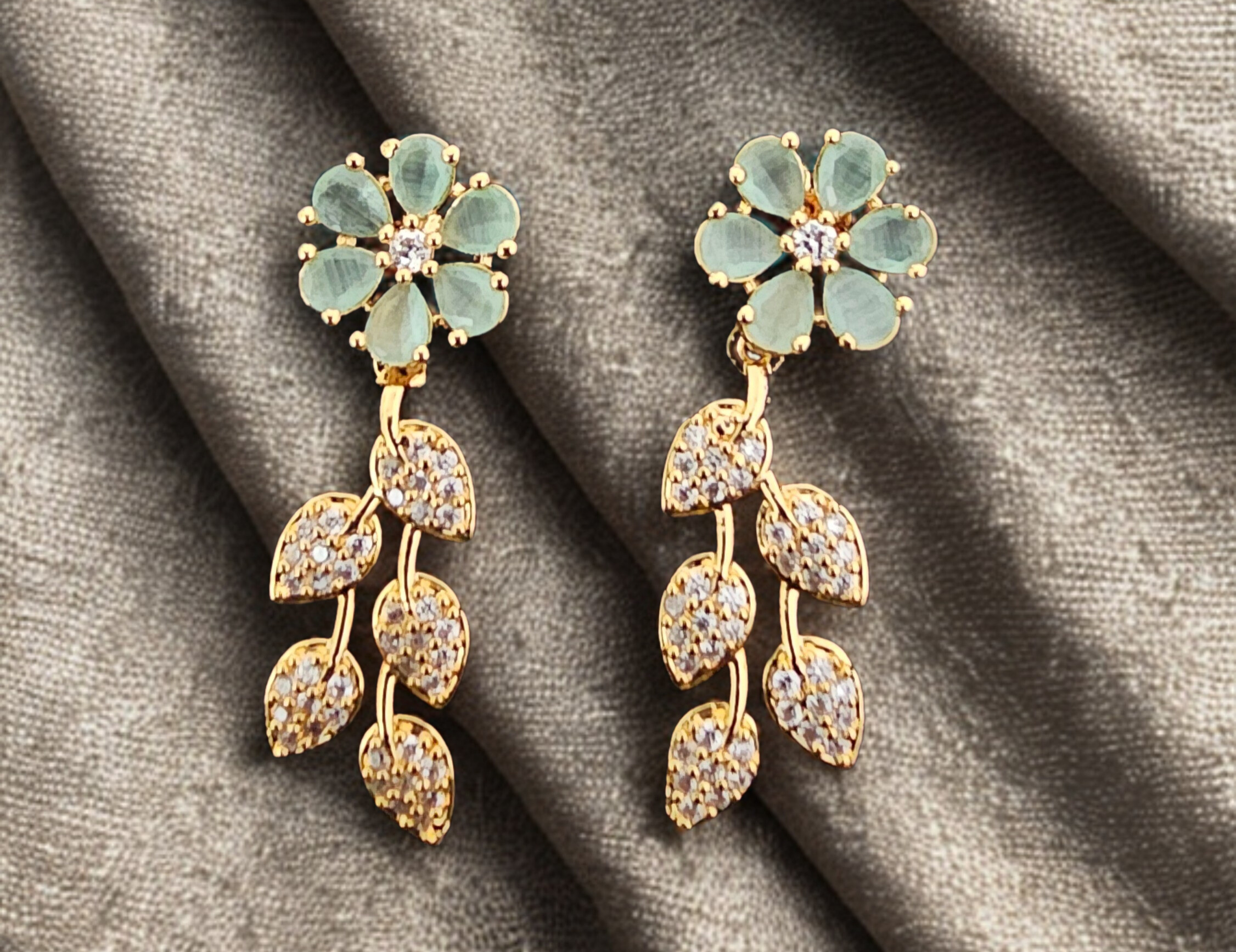 Elegant Floral Leaf Drop Earrings
