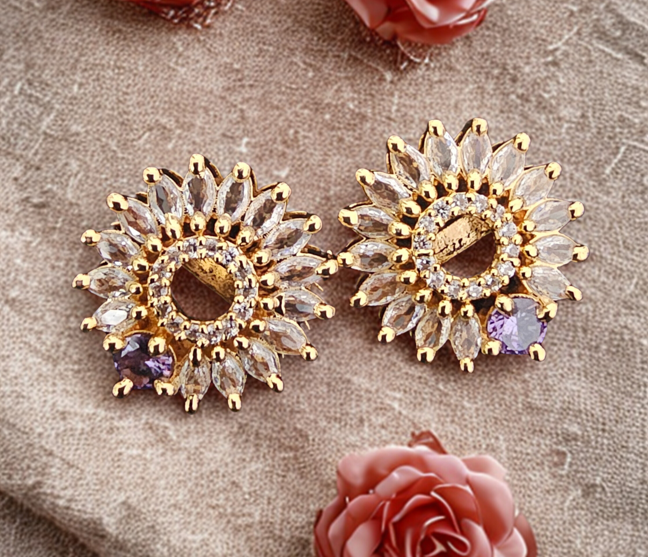 Elegant Floral Crystal Earrings