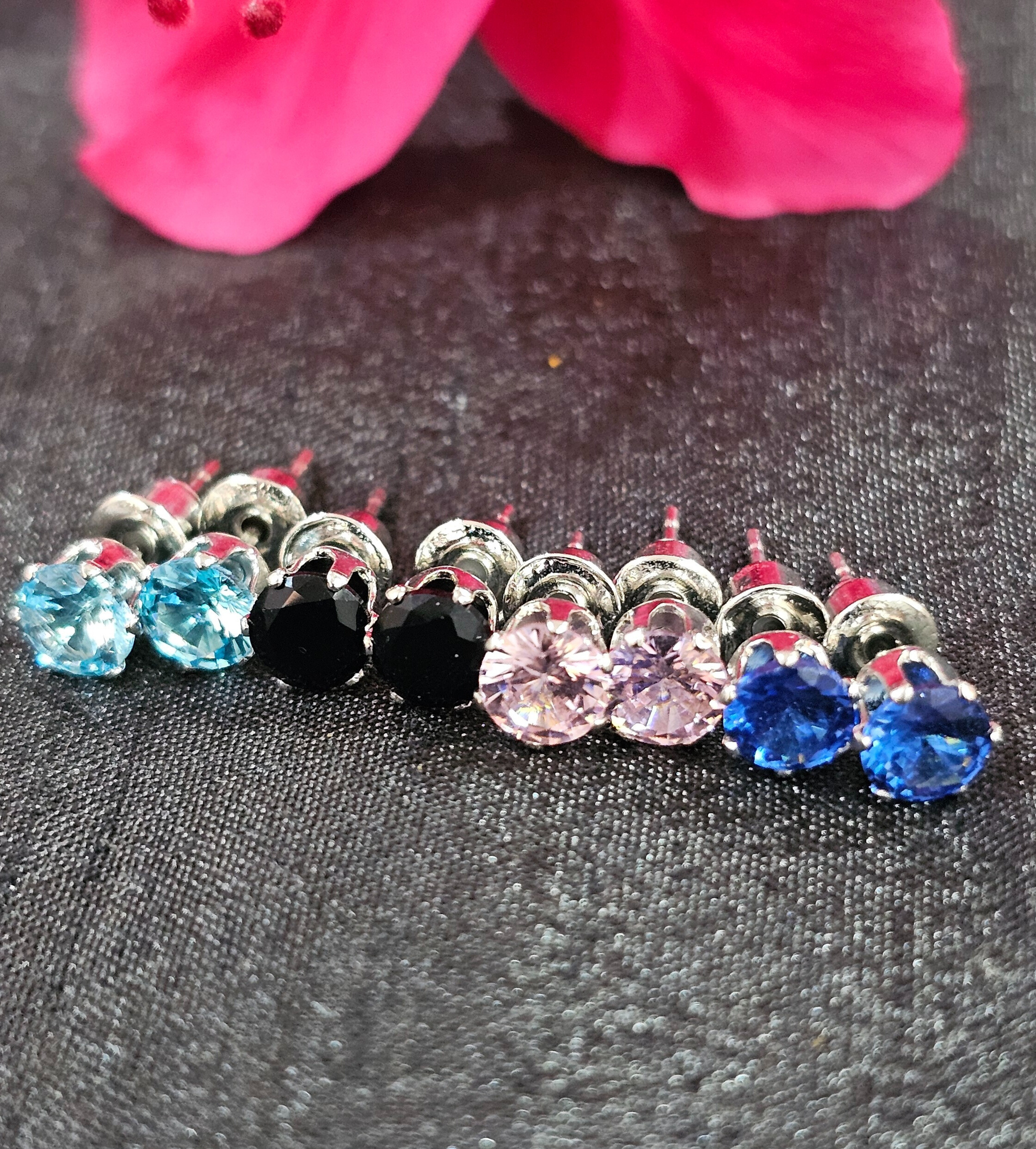 Colorful Crystal Stud Earrings Set