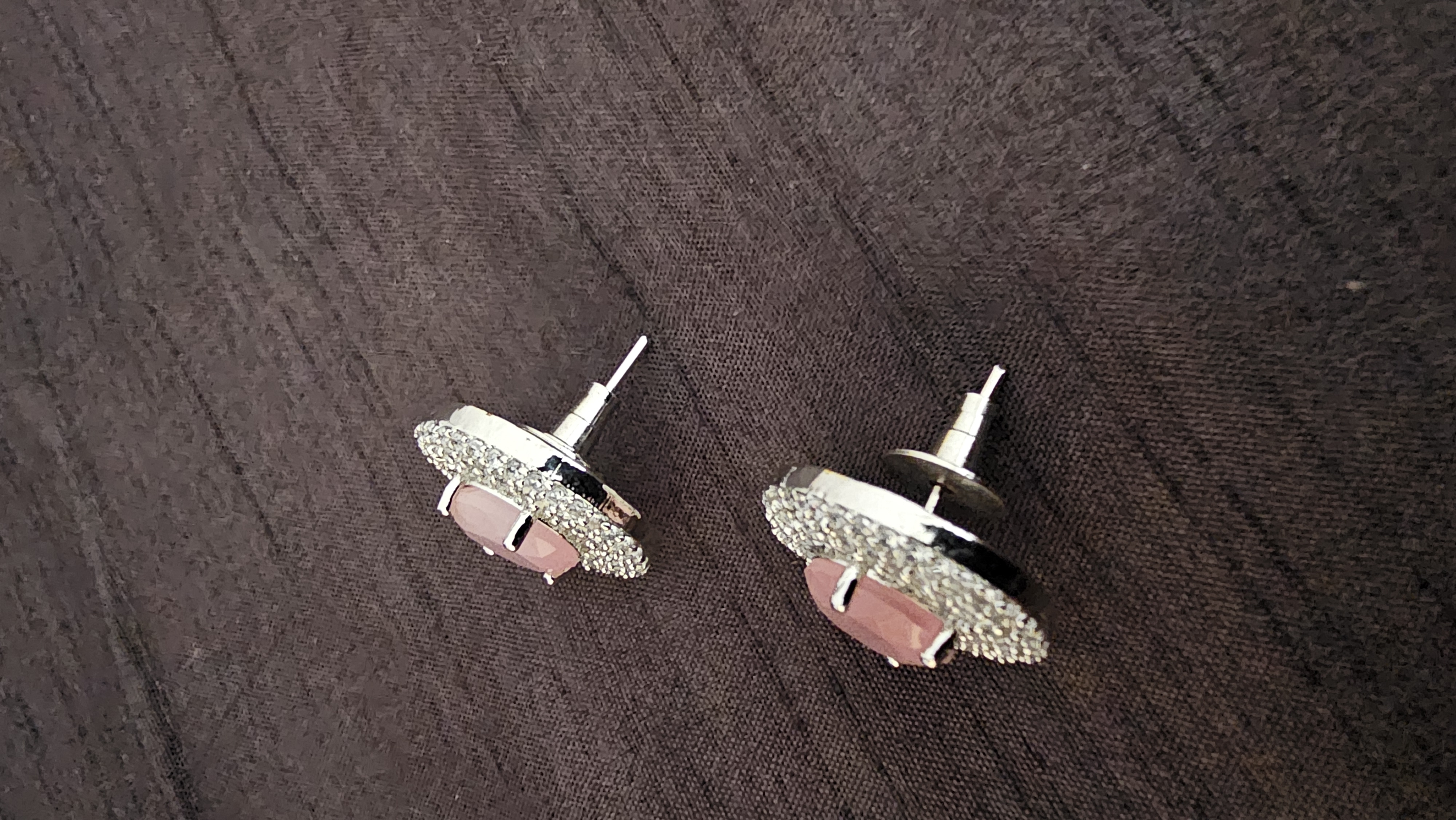 Elegant Pink Gemstone Stud Earrings