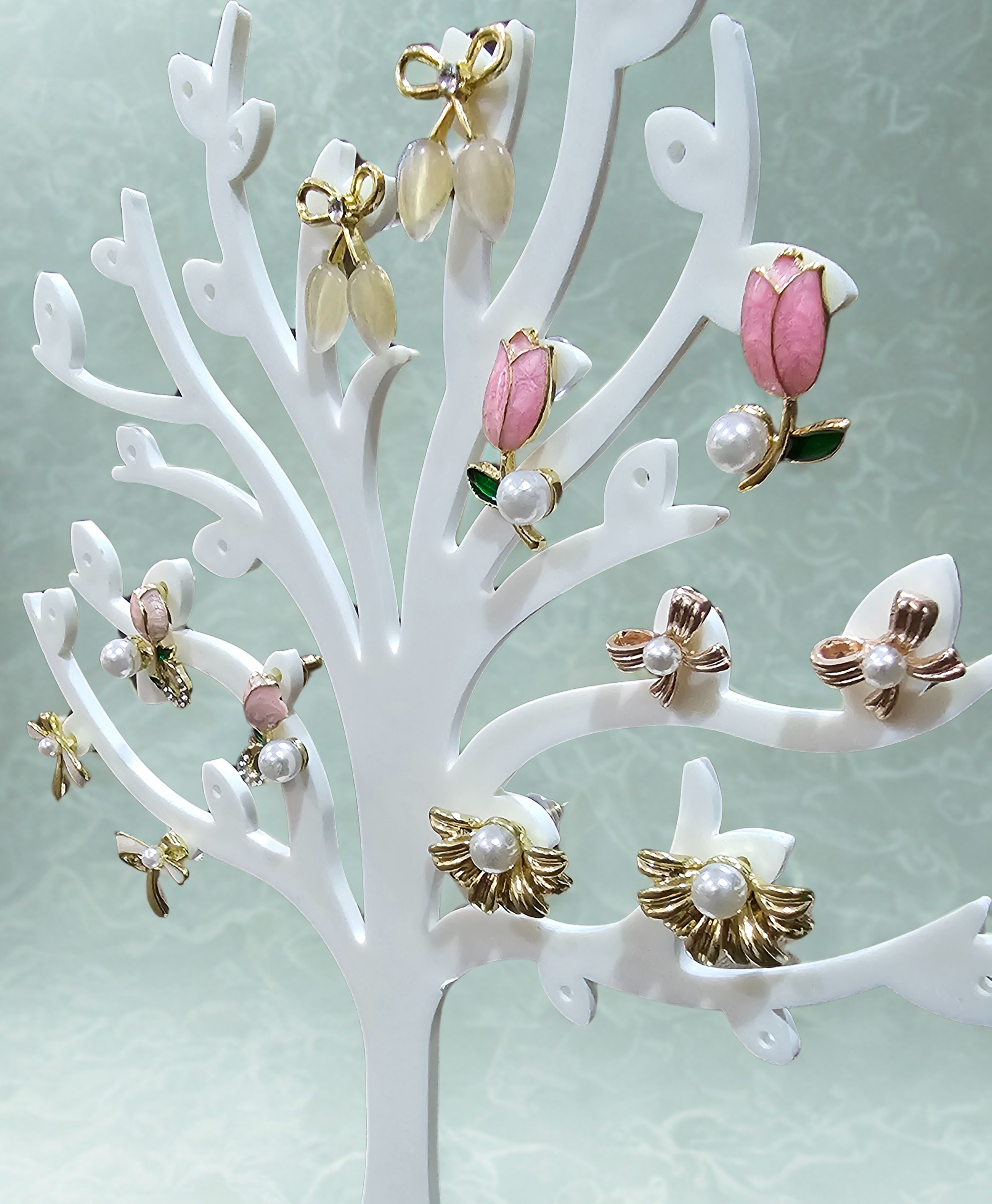 Elegant Flower and Bow Earring Set of 6