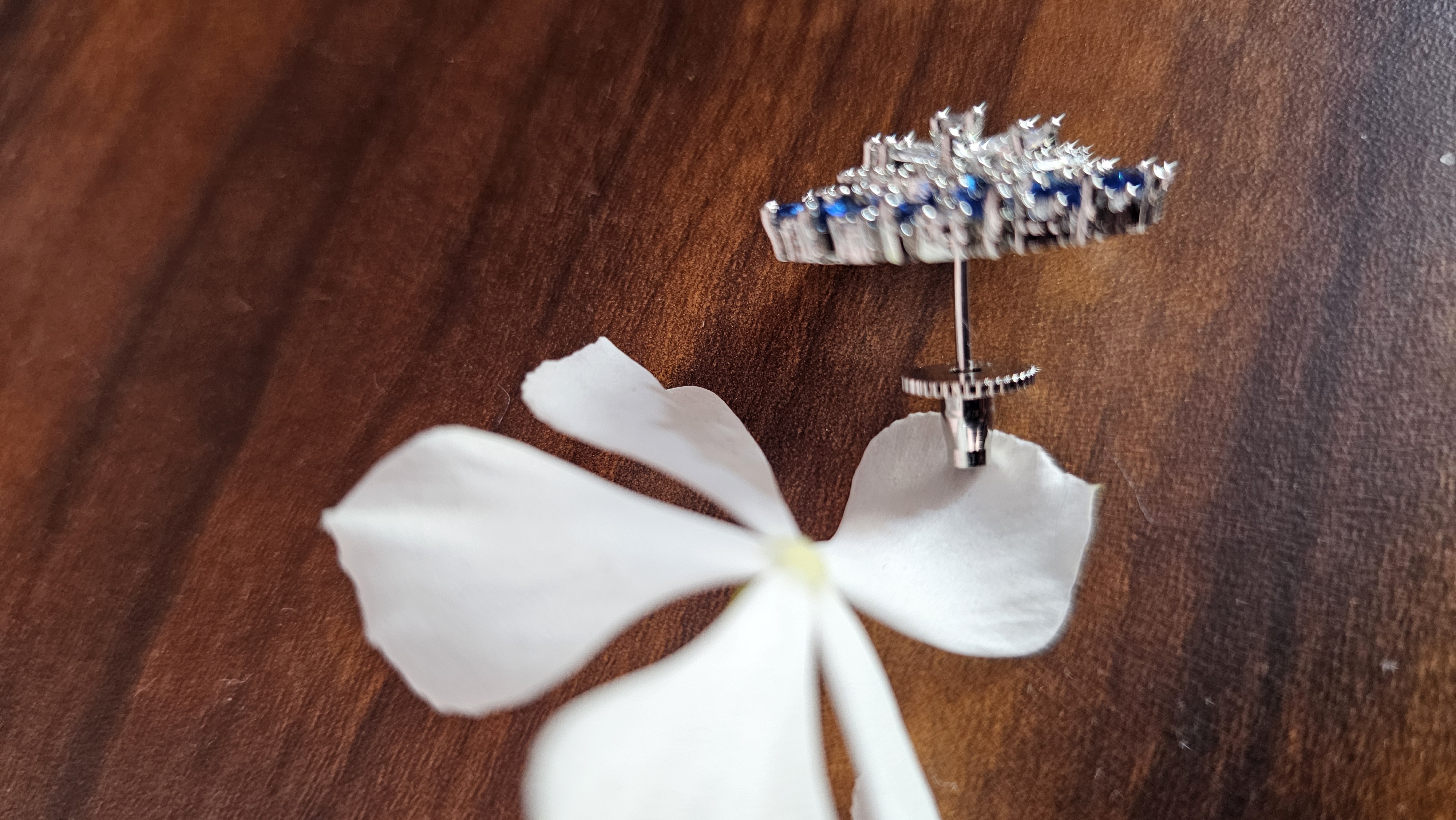 Blue and Silver Floral Stud Earrings