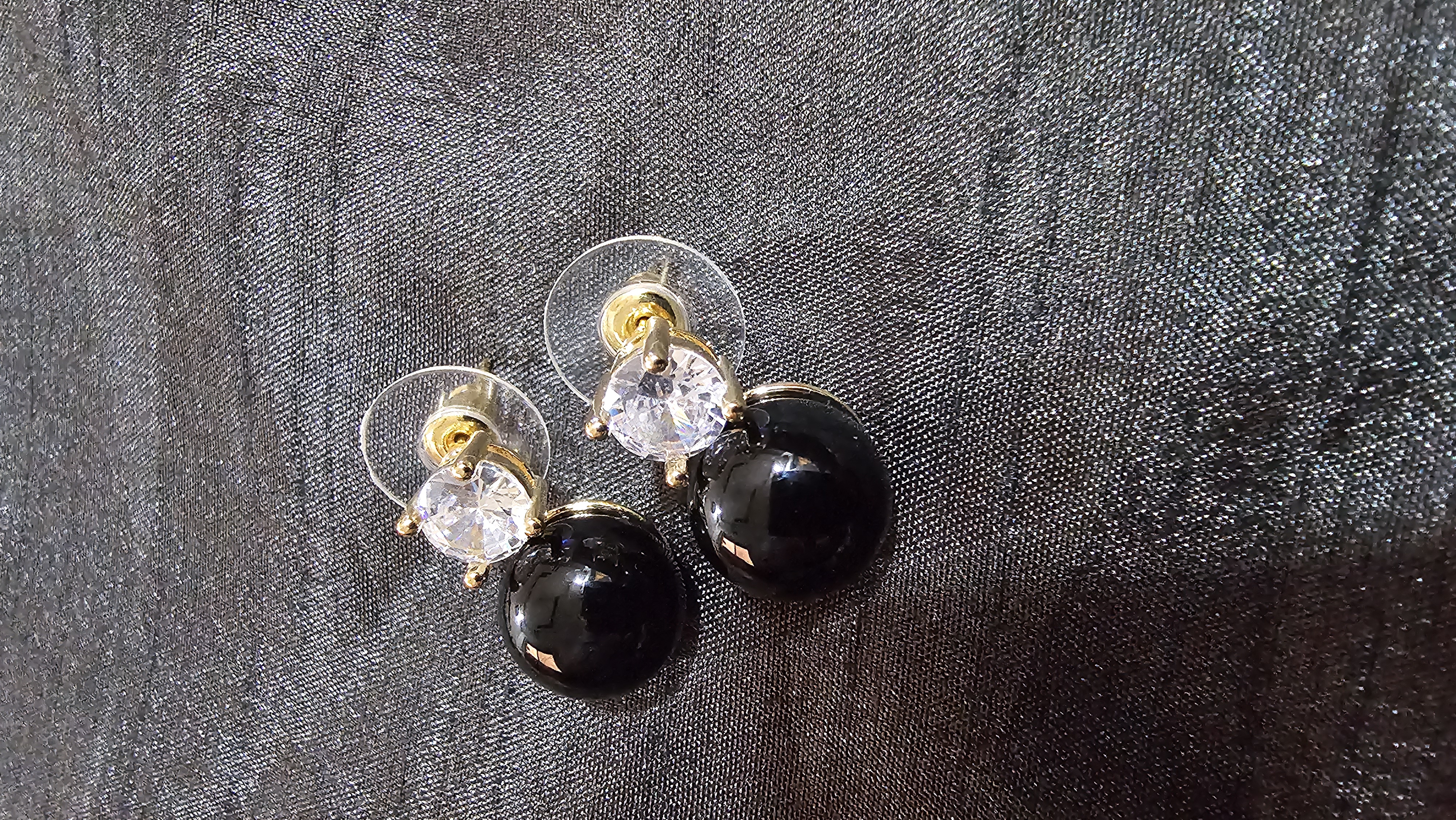 Elegant Black and Crystal Stud Earrings