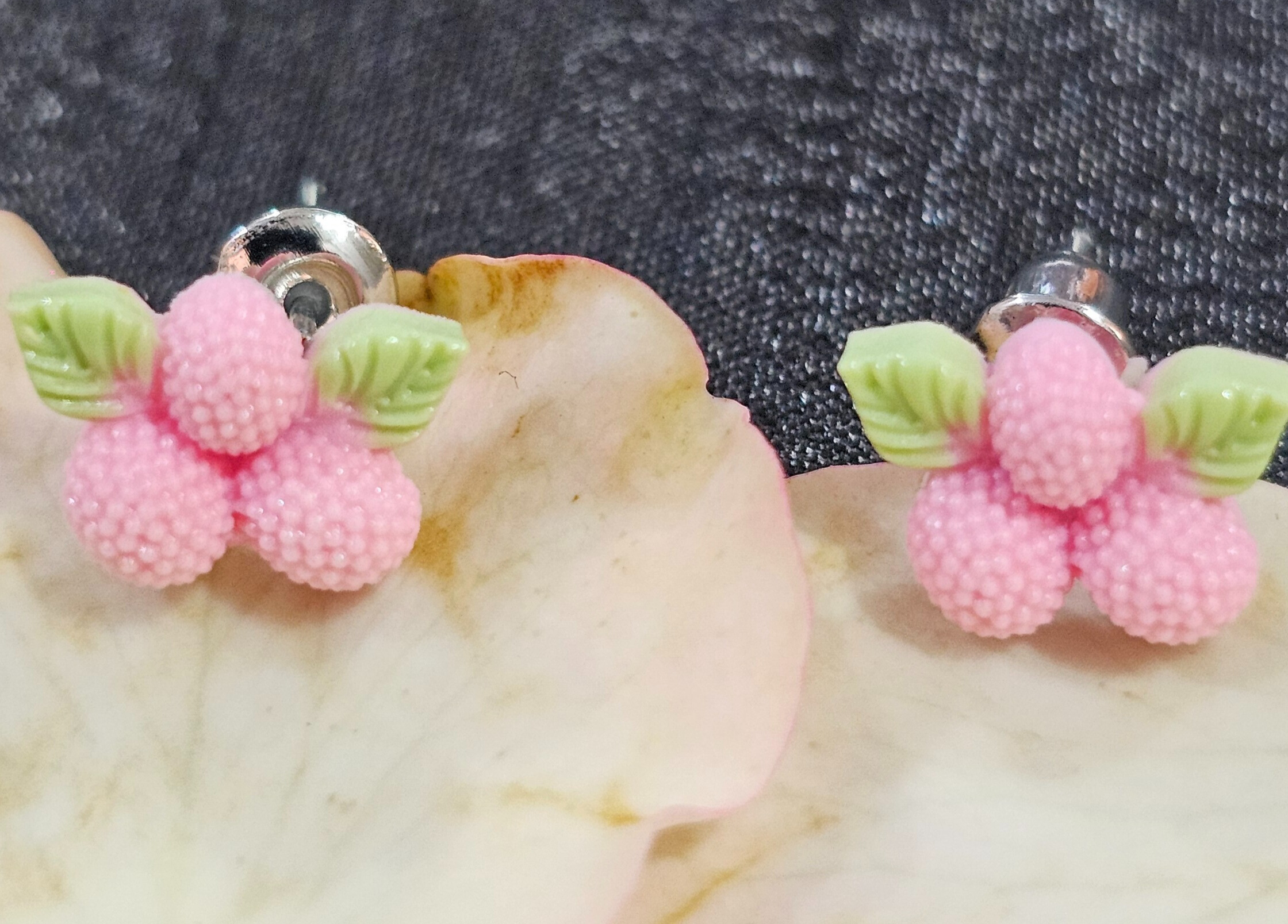 Purple Berry Stud Earrings - Set of 3